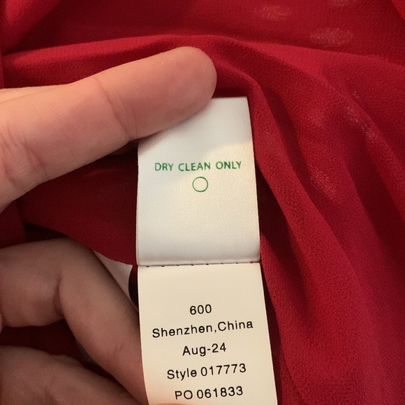 NWT Lilly Pulitzer Noraleen Silk Top Long Sleeved Metallic Red Women’s XS - Picture 10 of 12